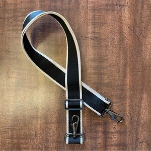 EUC Tan and Black Nylon Adjustable Crossbody Strap - Gunmetal Swivel Snap Hooks